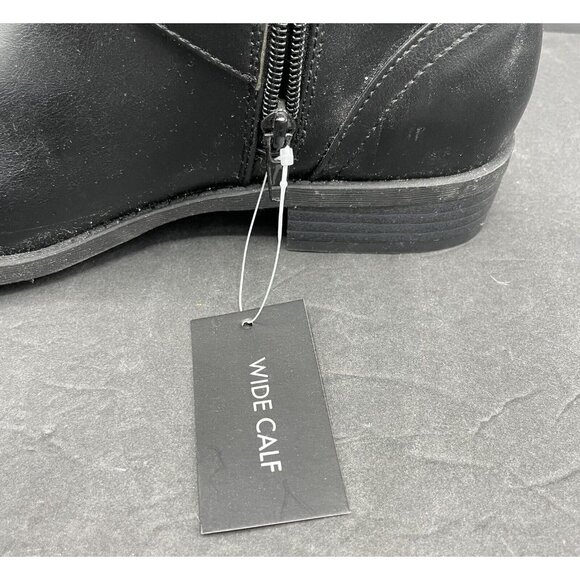 GBG GUESS Womens Black Buckle Accent Round Toe Heel Zip-Up Size: 8M Wide Calf - Picture 4 of 8